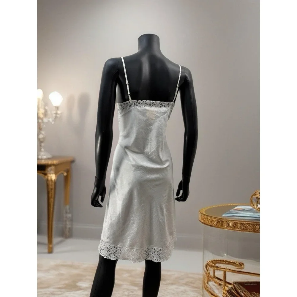 April Cornell White Lace Slip Dress Boho‎ Cottagecore Midi Adjustable Straps S